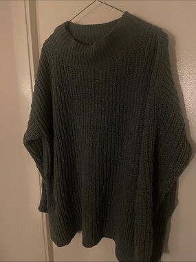 aerie Chunky Olive Green Turtleneck Sweater